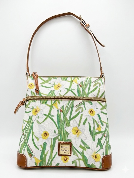 Dooney & Bourke Handbags - Dooney & Bourke Daffodil Becca Shoulder Bag White Floral Leather Trim J9856886
